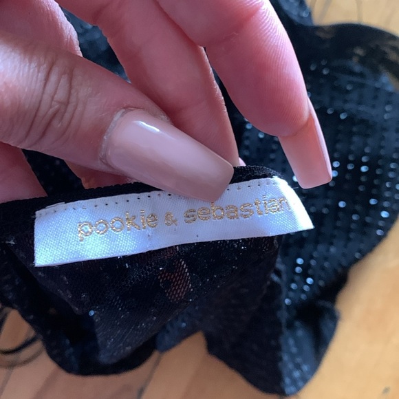 Pookie & Sebastian black Sequin Halter Top with rhinestones chain euro summer - Picture 5 of 5